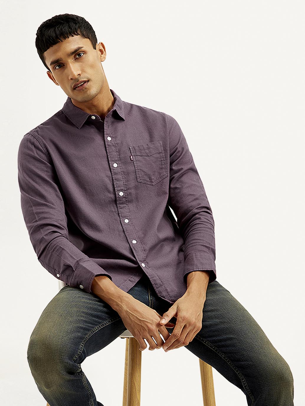 Men's Solid Slim Fit Oxford Shirt - Styleshot View