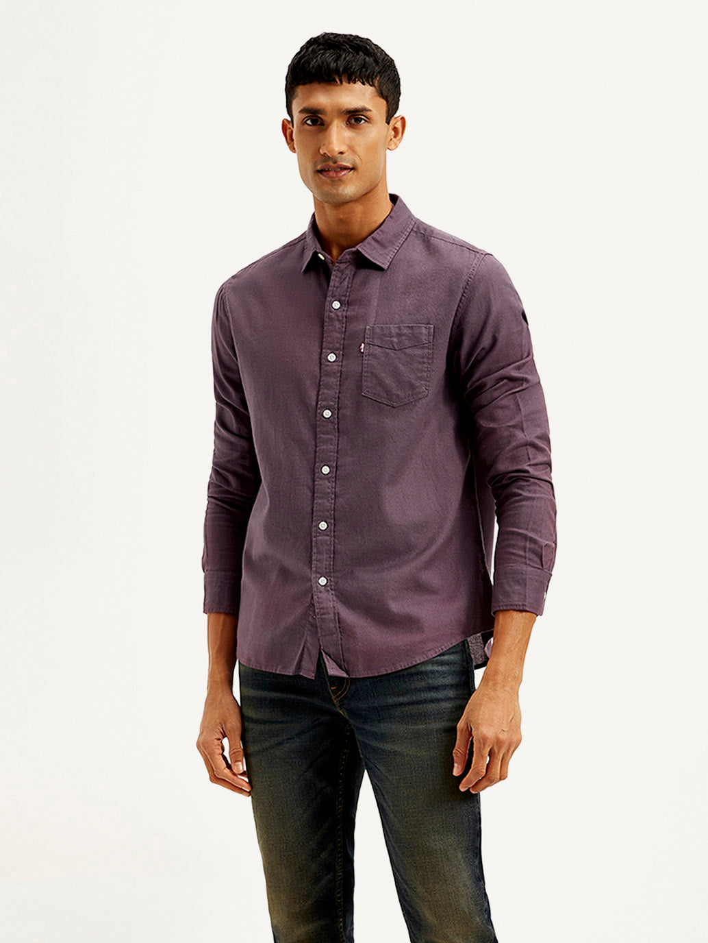 Men's Solid Slim Fit Oxford Shirt - Side View