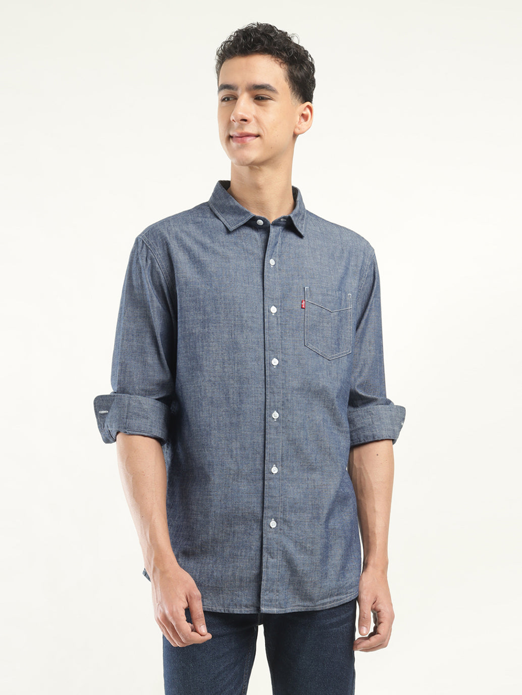 Men's Solid Slim Fit Shirt - Front View