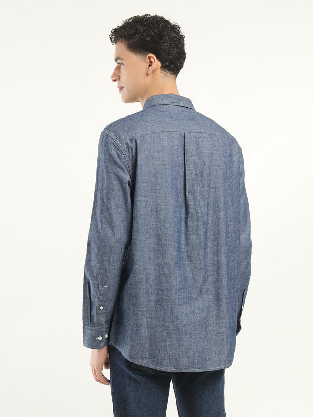 Men's Solid Slim Fit Shirt - Back View