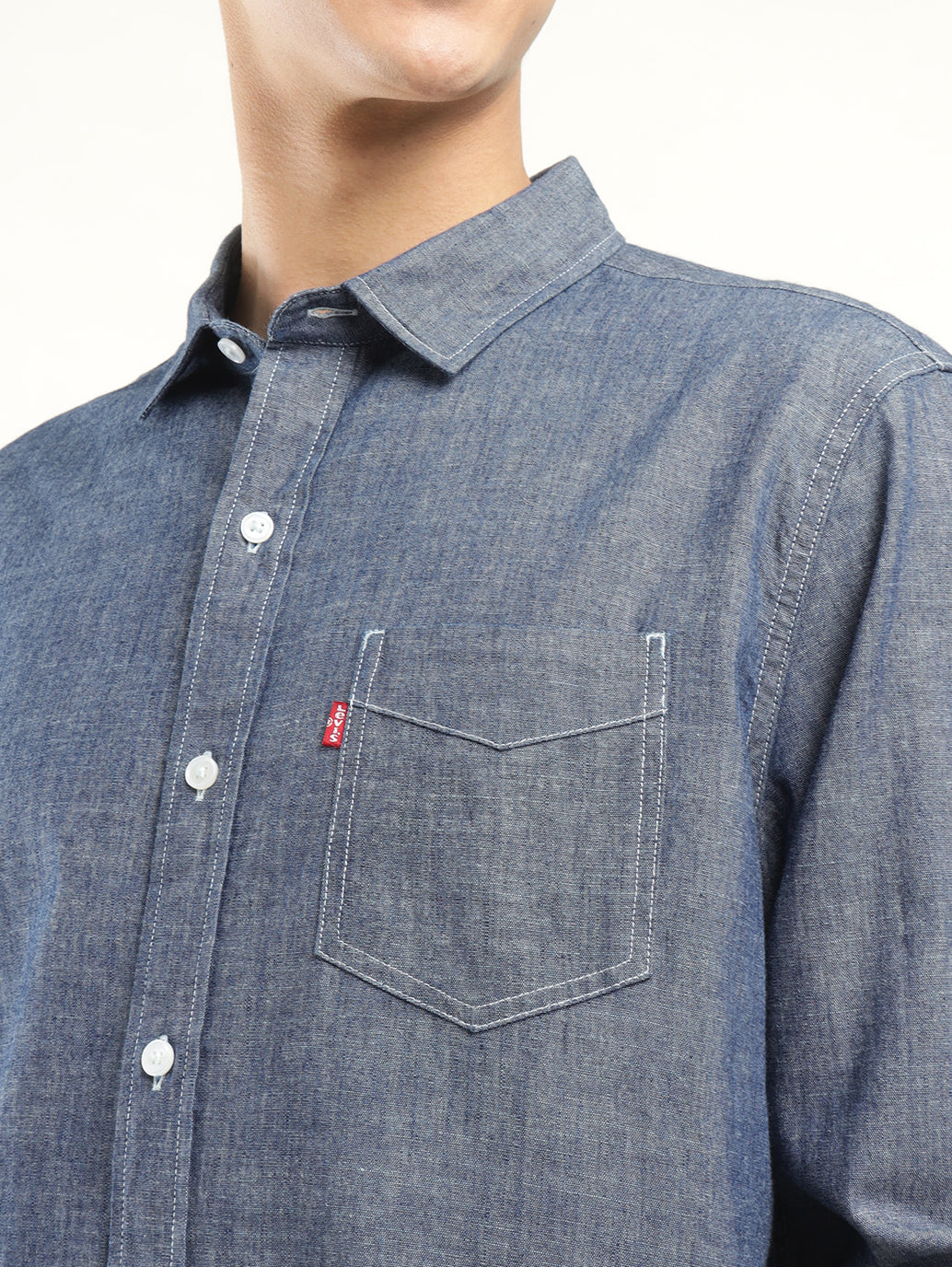 Men's Solid Slim Fit Shirt - Detail View