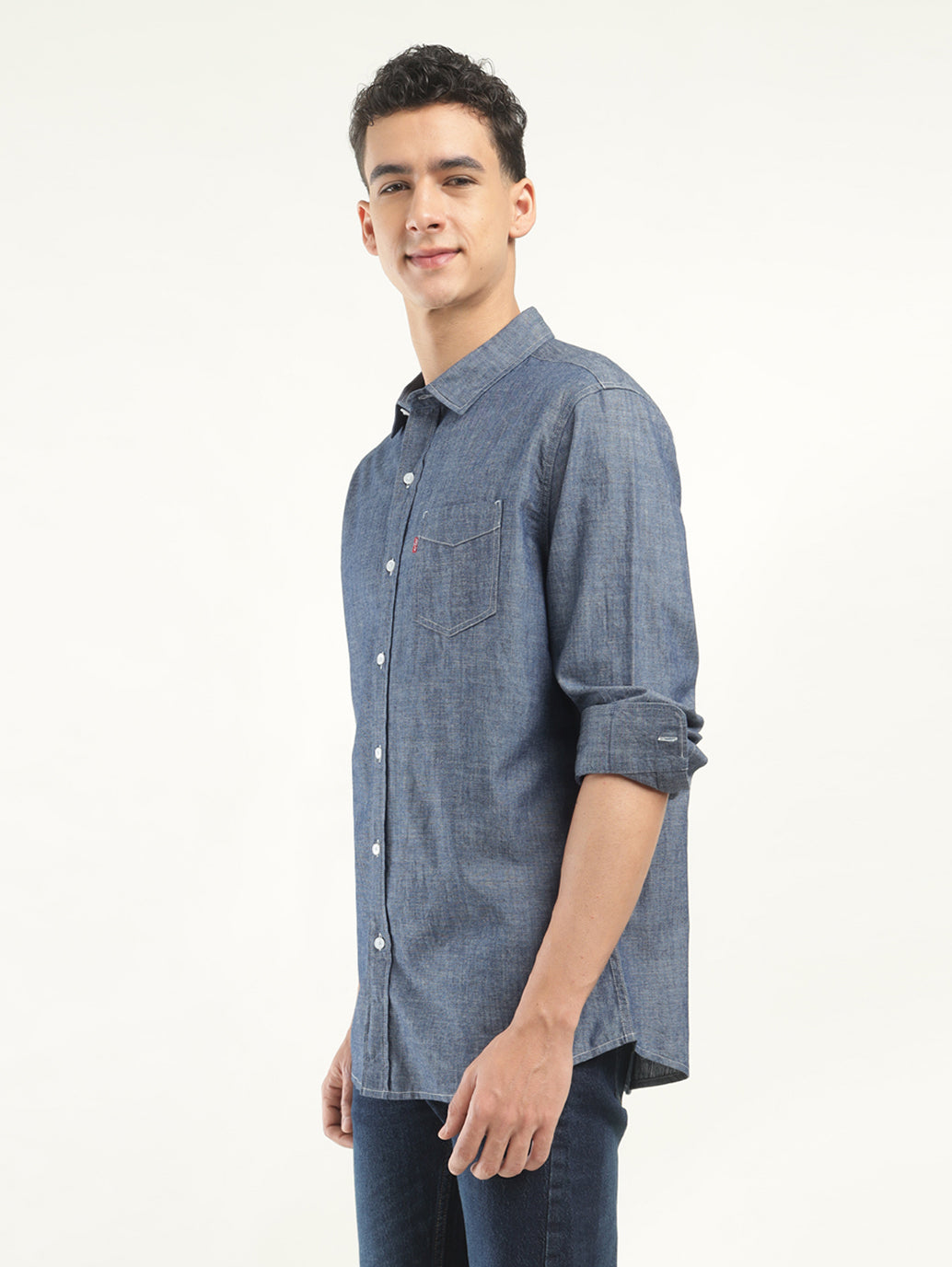 Men's Solid Slim Fit Shirt - Side View