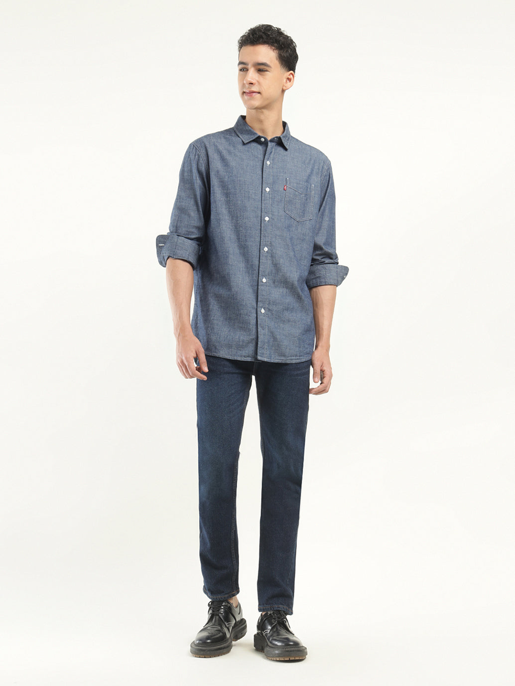 Men's Solid Slim Fit Shirt - ModelFront View