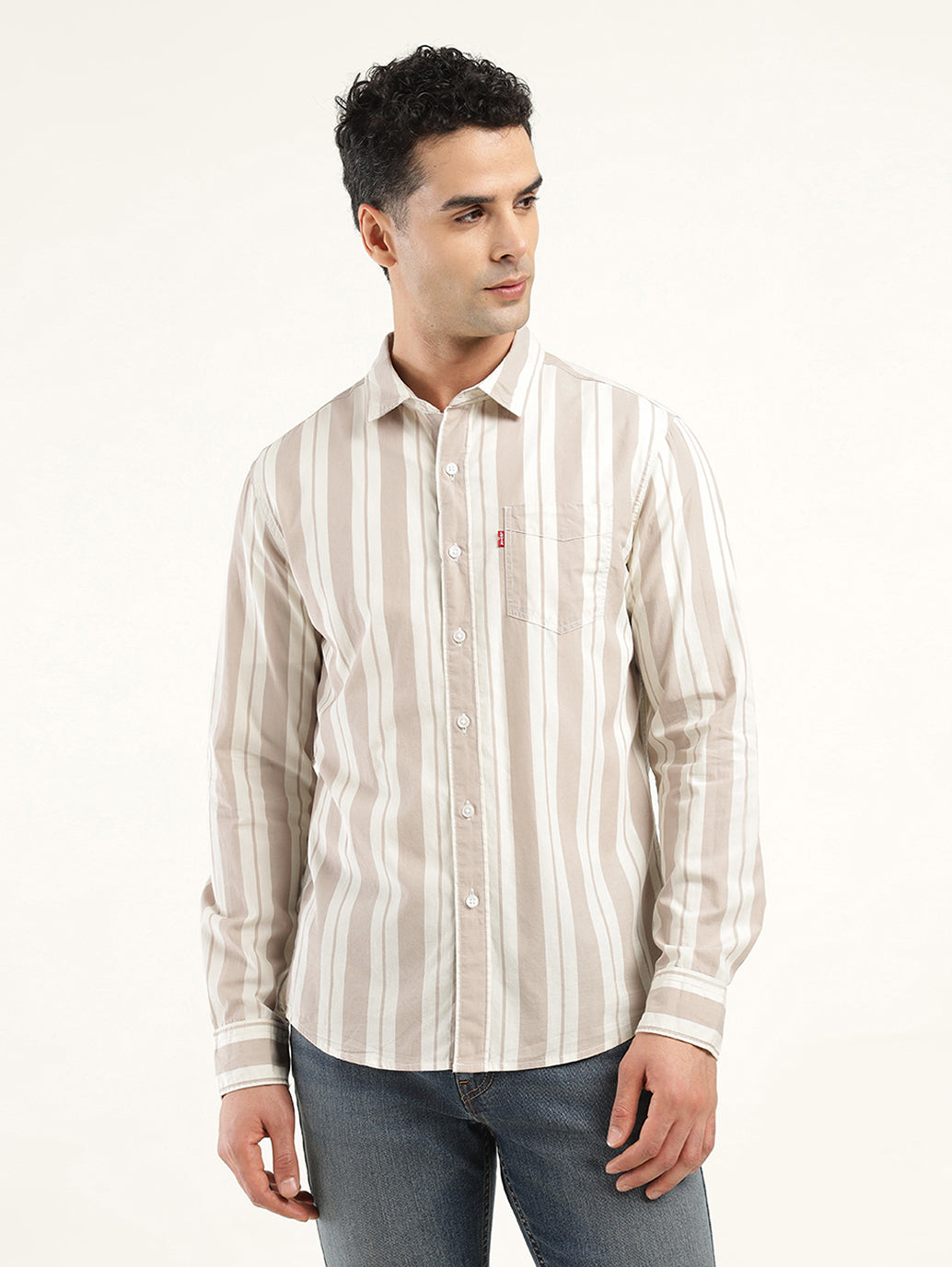 Men's Striped Slim Fit Shirt - Front View