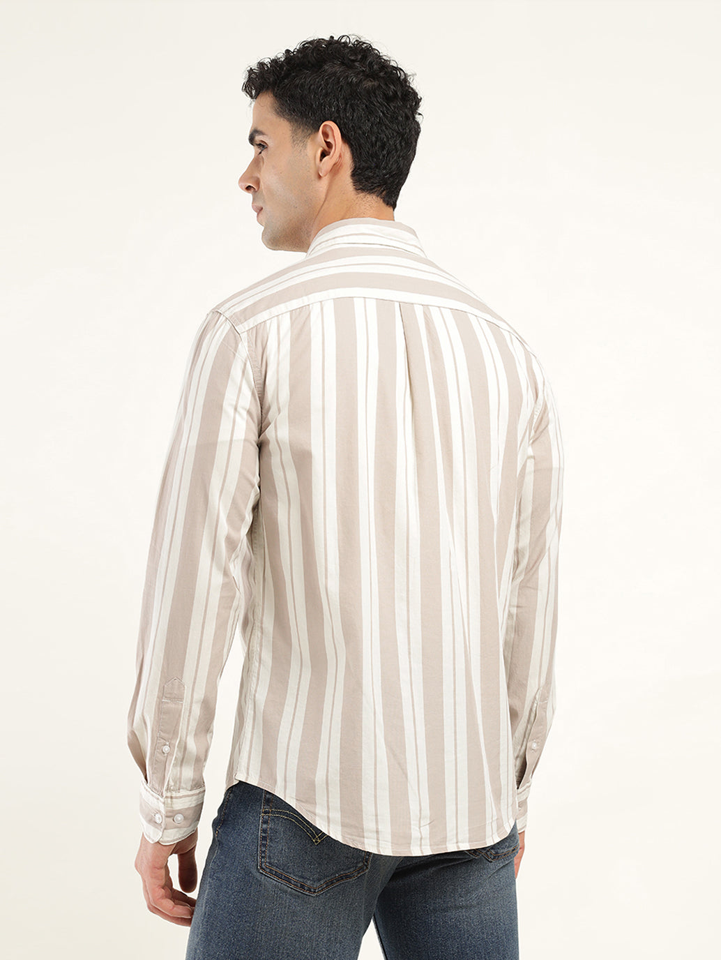 Men's Striped Slim Fit Shirt - Back View