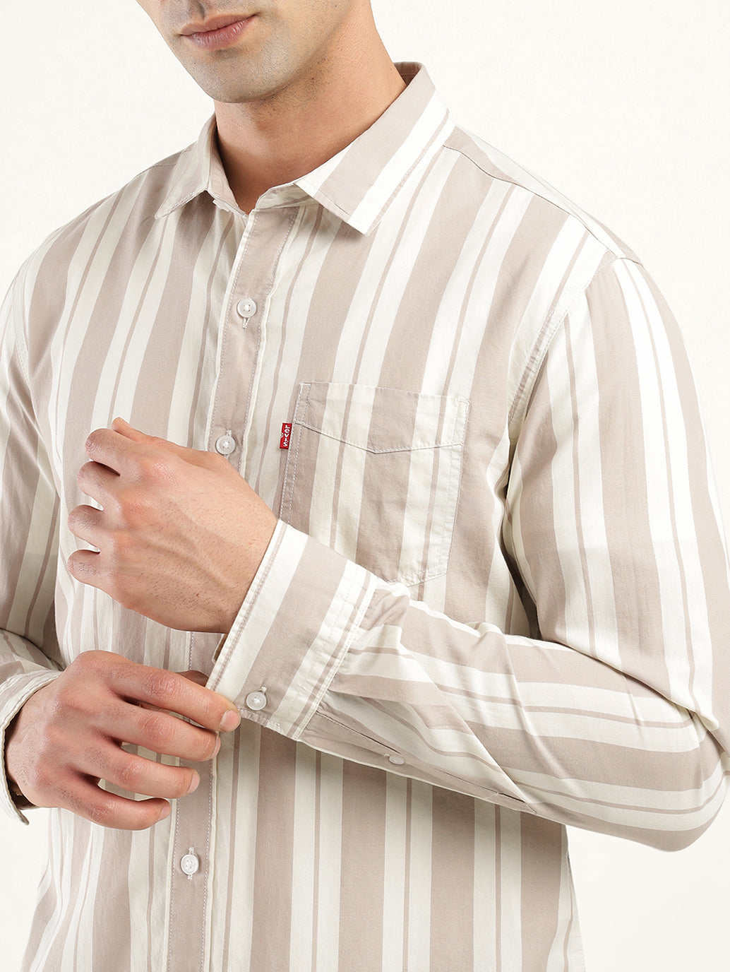 Men's Striped Slim Fit Shirt - Detail View