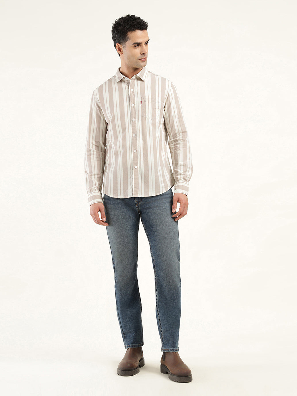 Men's Striped Slim Fit Shirt - ModelFront View