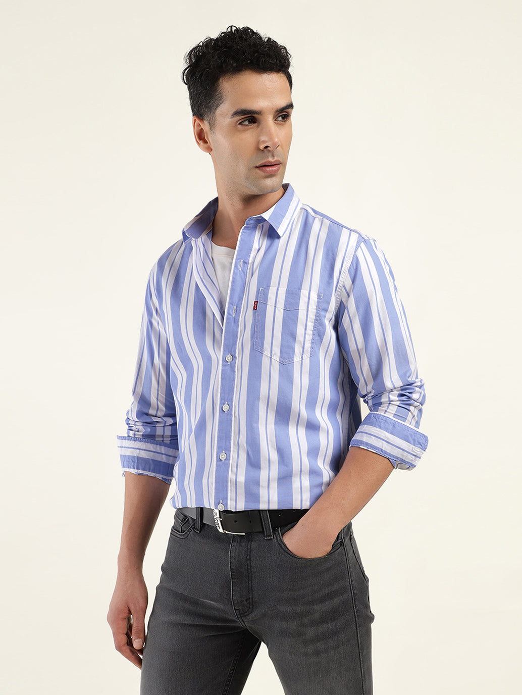 Men's Striped Slim Fit Shirt - Styleshot View