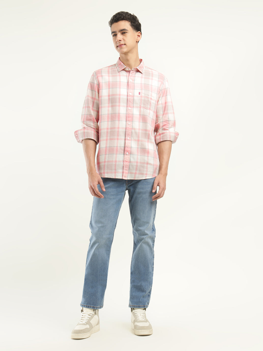 Men's Checkered Slim Fit Shirt - ModelFront View