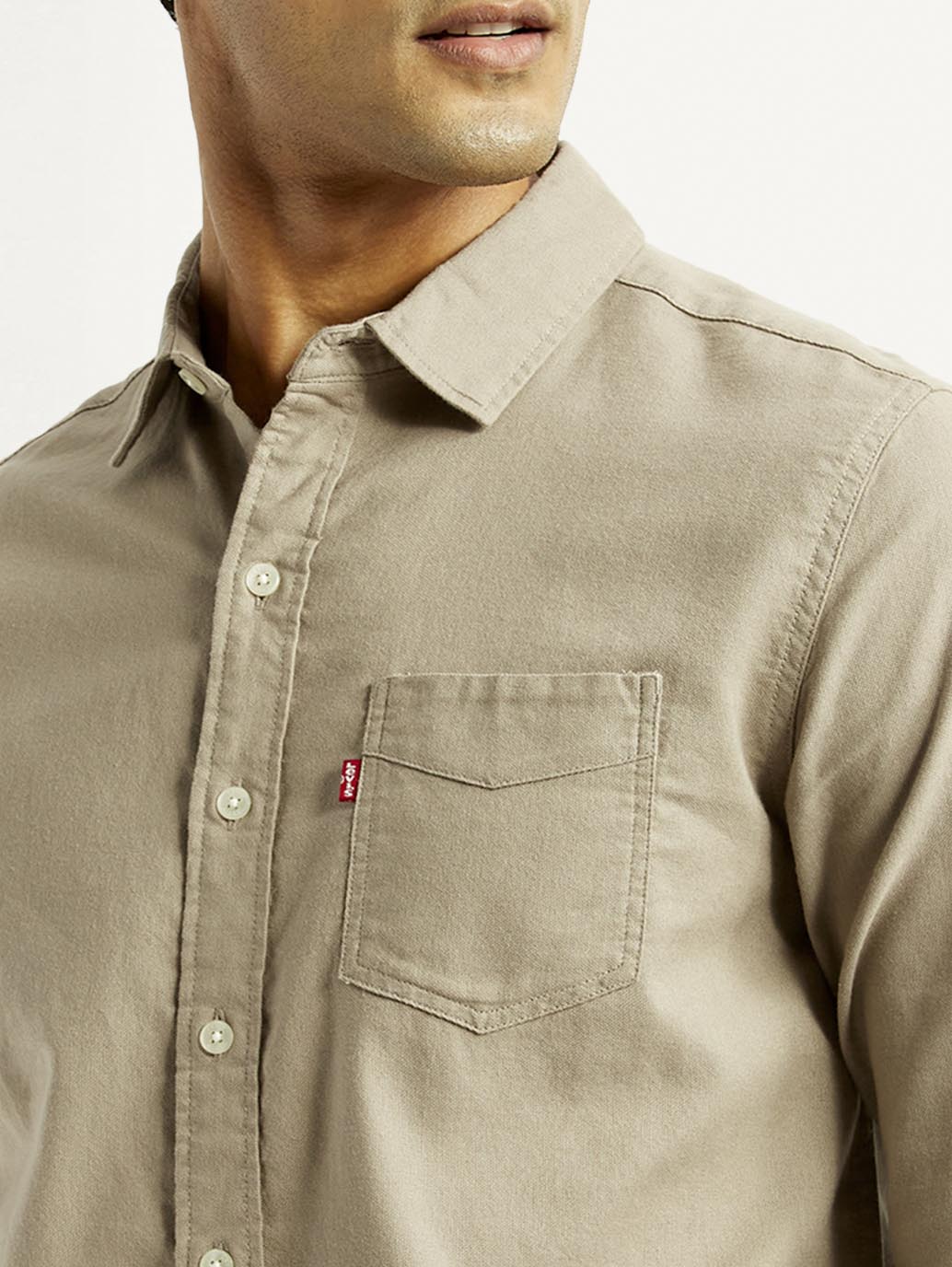 Men's Solid Slim Fit Shirt - Detail View
