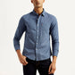 Men's Solid Navy Slim Fit Shirt - Styleshot View