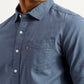 Men's Solid Navy Slim Fit Shirt - Detail View