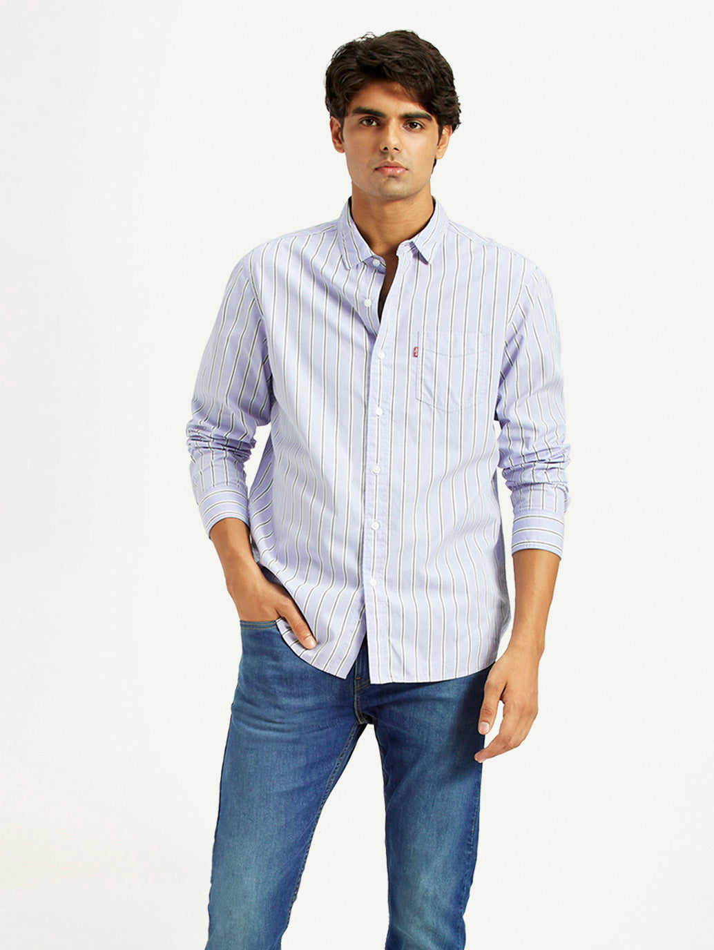 Men's Striped Light Blue Slim Fit Shirt
