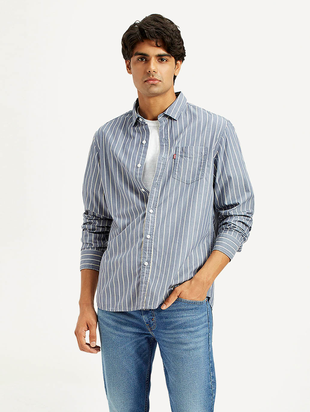 Men's Striped Blue Slim Fit Shirt