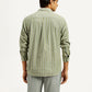 Men's Striped Olive Green Slim Fit Shirt - Back View