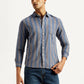 Men's Striped Blue Slim Fit Shirt - Styleshot View