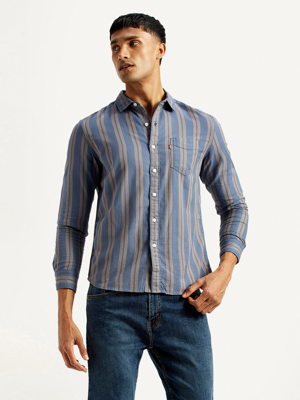 Men's Striped Blue Slim Fit Shirt