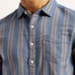 Men's Striped Blue Slim Fit Shirt - Detail View