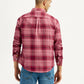 Men's Checkered Red Slim Fit Shirt - Back View