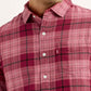 Men's Checkered Red Slim Fit Shirt - Detail View