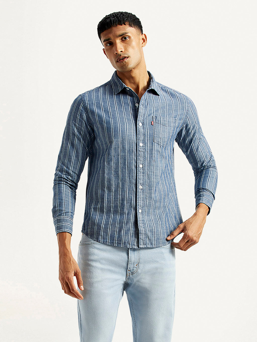 Men's Striped Blue Slim Fit Shirt