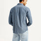 Men's Striped Blue Slim Fit Shirt - Back View
