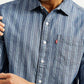 Men's Striped Blue Slim Fit Shirt - Detail View