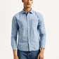 Men's Geometric Blue Slim Fit Shirt - Front View