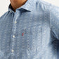 Men's Geometric Blue Slim Fit Shirt - Detail View