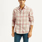 Men's Checkered Light Pink Slim Fit Shirt - Styleshot View