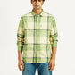 Men's Checkered Light Green Slim Fit Shirt - Front View