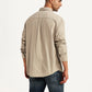 Men's Solid Beige Slim Fit Oxford Shirt - Back View