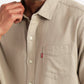 Men's Solid Beige Slim Fit Oxford Shirt - Detail View