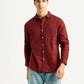 Men's Solid Maroon Slim Fit Oxford Shirt - Styleshot View