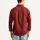 Men's Solid Maroon Slim Fit Oxford Shirt - Back View