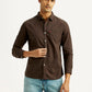 Men's Solid Brown Slim Fit Oxford Shirt - Styleshot View