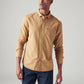 Men's Solid Slim Fit Overdyed Shirt - Front View