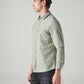 Men's Solid Slim Fit Overdyed Shirt - Side View