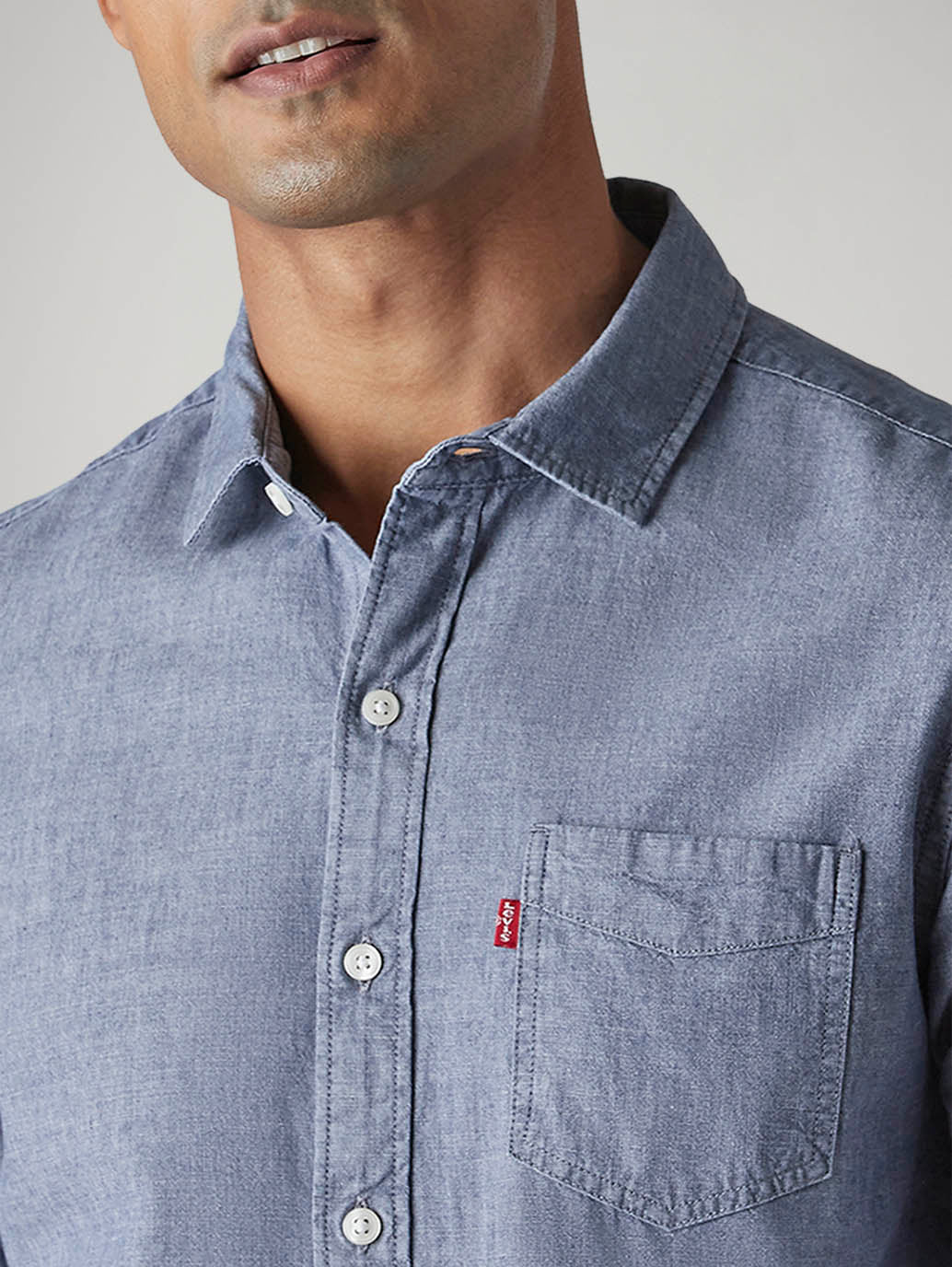 Men's Solid Slim Fit Overdyed Chambray Shirt - 20 View