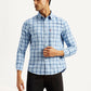 Men's Checkered Blue Slim Fit Shirt - Front View