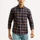 Men's Checkered Indigo Slim Fit Oxford Shirt - Styleshot View