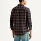 Men's Checkered Indigo Slim Fit Oxford Shirt - Back View