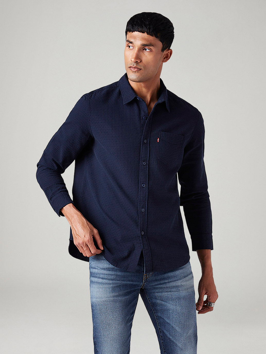Men's Self Design Slim Fit Textured Shirt