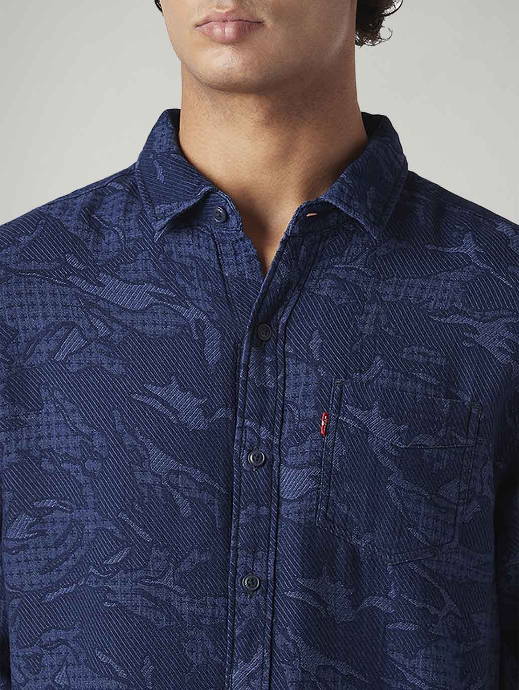 Men's Self Design Slim Fit Shirt - Detail View
