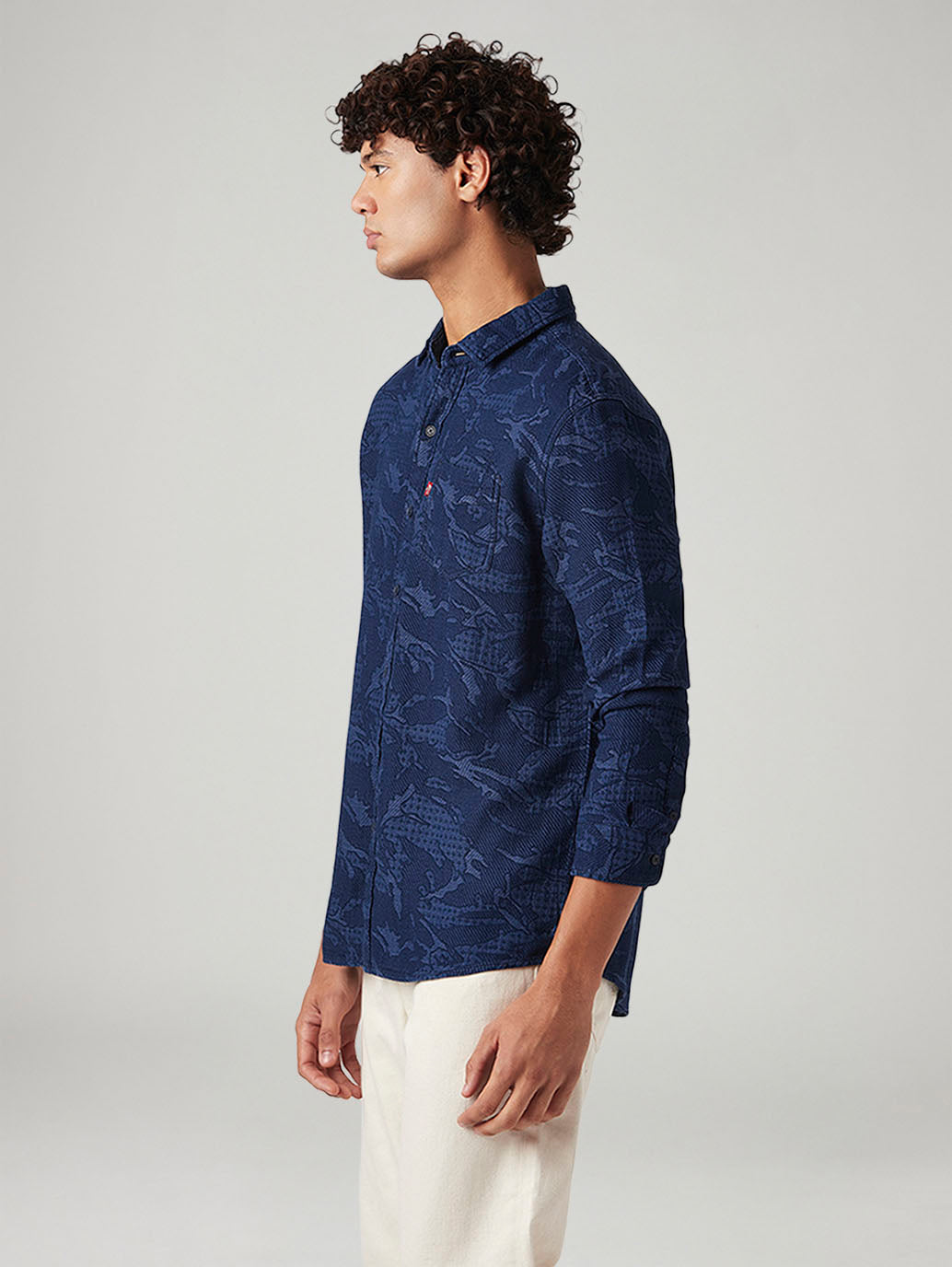 Men's Self Design Slim Fit Shirt - Side View
