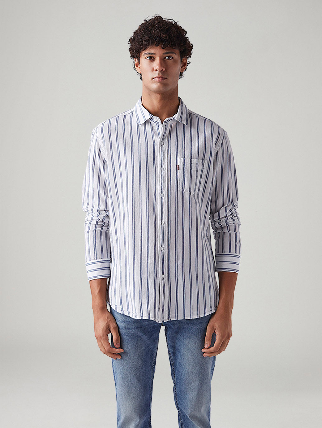 Men's Striped Slim Fit Shirt - Front View