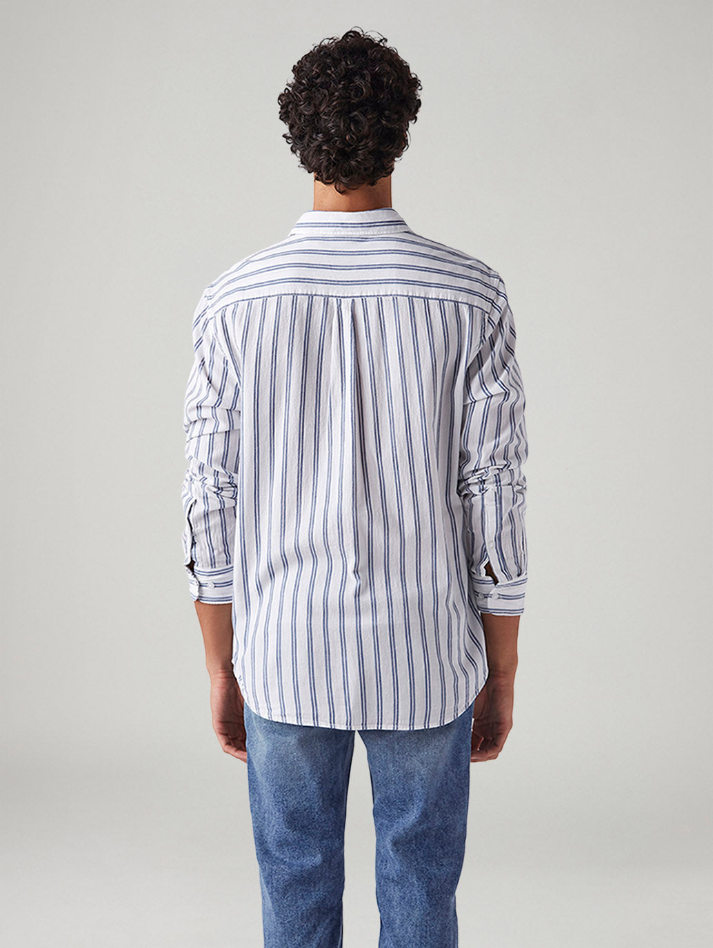 Men's Striped Slim Fit Shirt - Back View