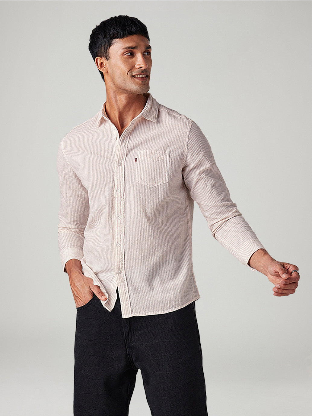 Men's Striped Slim Fit Textured Shirt