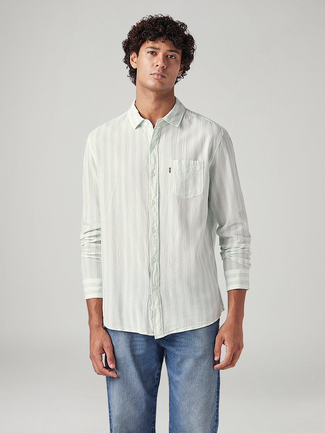 Men's Striped Slim Fit Shirt - Front View
