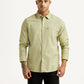 Men's Solid Green Slim Fit Oxford Shirt - Front View